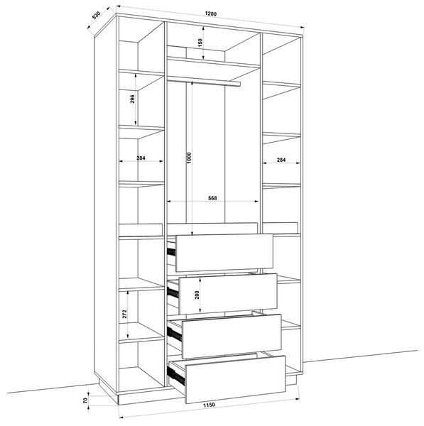 Шафа розпашна FLASHNIKA HOLD №46d (1200мм x 550мм x 2200мм) 19131 фото